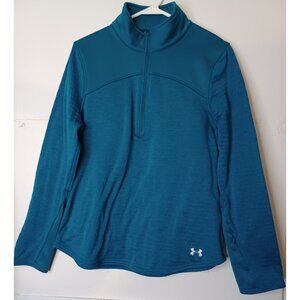 Womens Under Armour Half Zip Sweater Large Teal Athletic Gym Workout